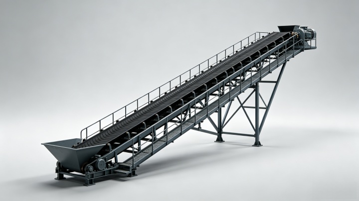 Inclined belt conveyor system for bulk material handling