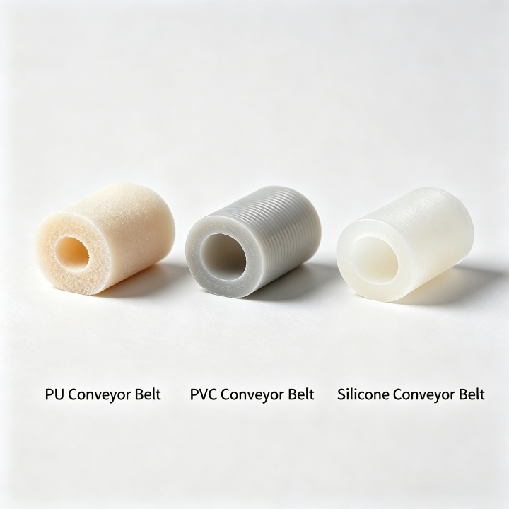 PU vs PVC vs Silicone Conveyor Belts – Material Comparison