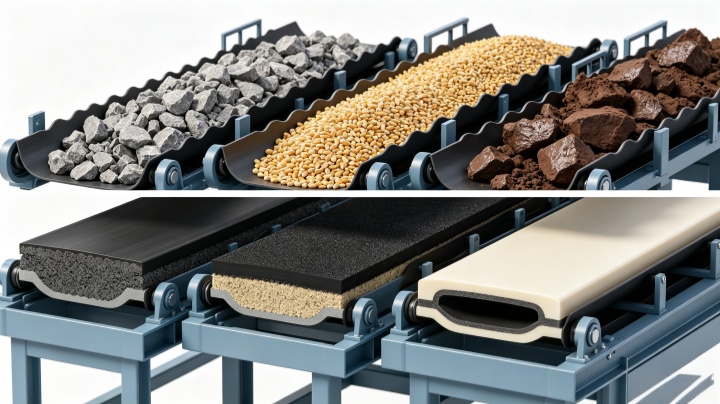 Sidewall belt conveyor material characteristics - abrasion resistant rubber compound