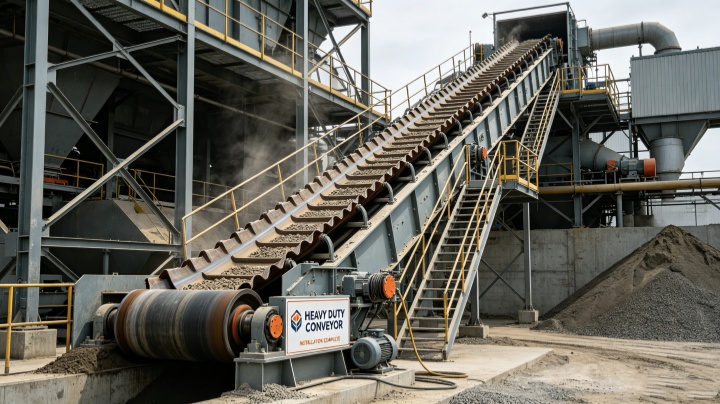 Sidewall belt conveyor supporting equipment - drive device and cleaning system