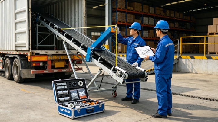 Truck loading conveyor supplier engineering site inspection and spare parts