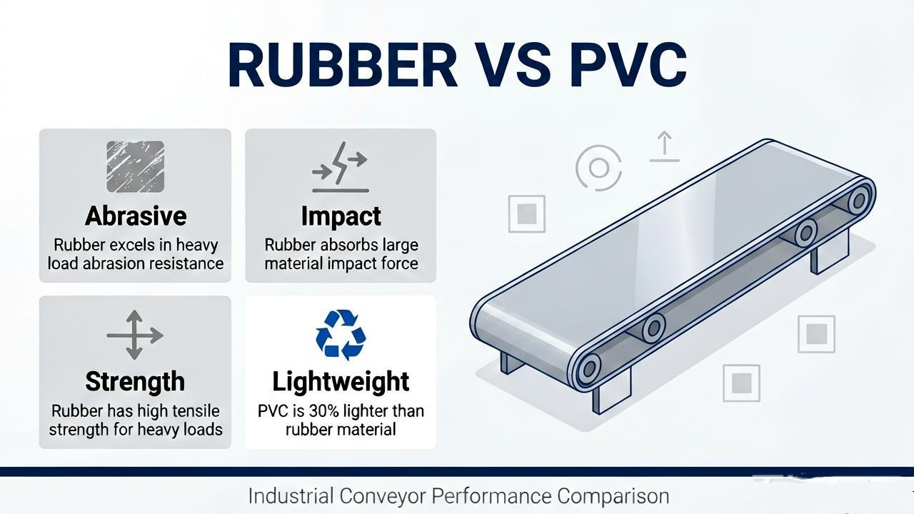 Rubber vs PVC conveyor belt performance comparison
