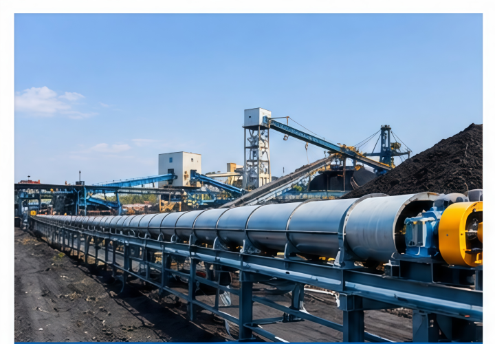 Tubular belt conveyor for coal in a coal handling plant