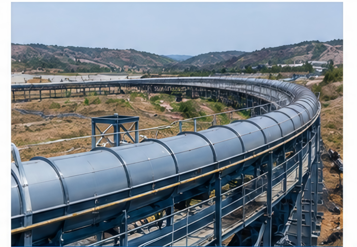 Curved tubular belt conveyor for coal conveying
