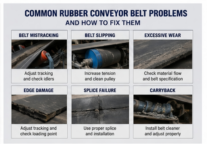 common rubber conveyor belt problems and troubleshooting