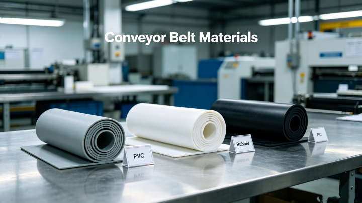 PVC PU rubber conveyor belt materials comparison sample