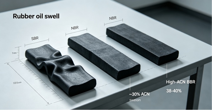 NBR rubber oil swell comparison, different ACN content performance