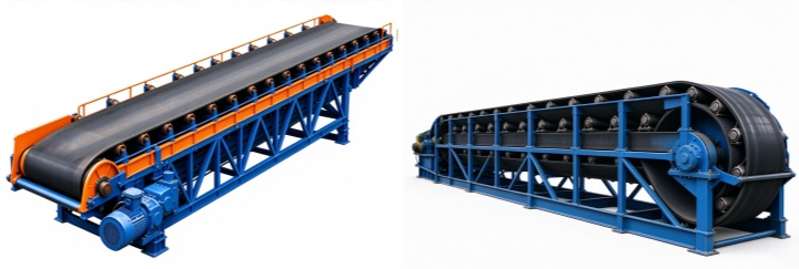 Two types of belt conveyors for coal
